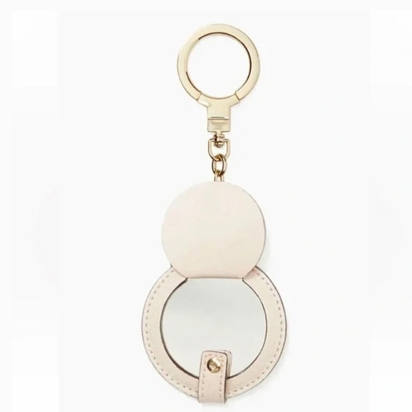 NWT KATE ♠️ SPADE LEATHER KEY CHAIN / FOB IN ROSE WITH MIRROR - Picture 2 of 7